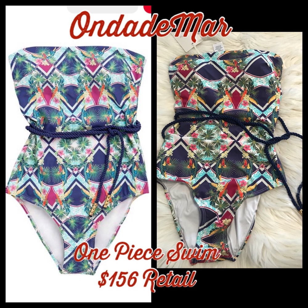 $156 OndadeMar One Piece Tropical Swimsuit XS
